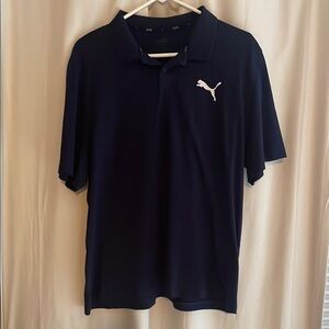 Puma Navy Blue Polo Shirt Casual Cotton
